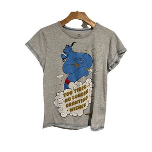 Disney Aladdin Pajama Top Night Shirt Womens M Gray Short Sleeve Sleeping Tee